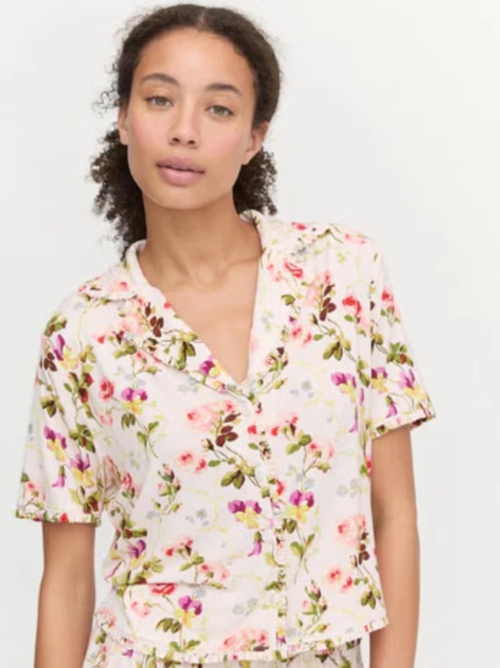 Hill House Pink Floral Short-Sleeve Button-Down Shirt